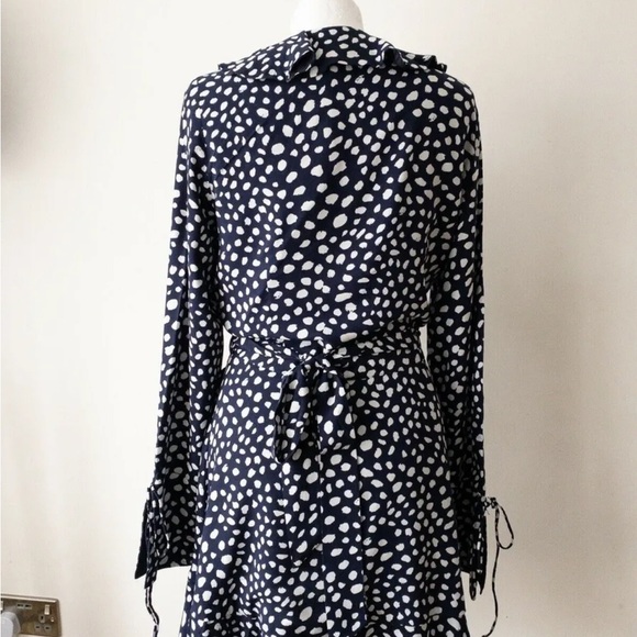 Seven Wonders Freya Wrap Dress Frill Neck Navy  Size 12 - Picture 3 of 4
